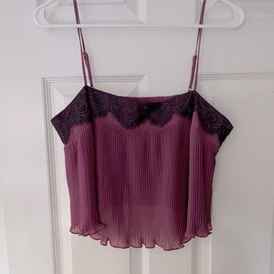 Pleated lacy purple free people crop cami